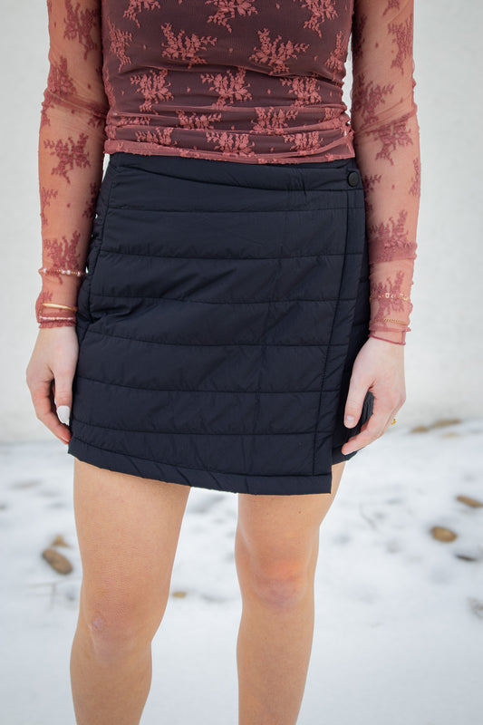 Winter Wrap Puff Black Mini Skirt