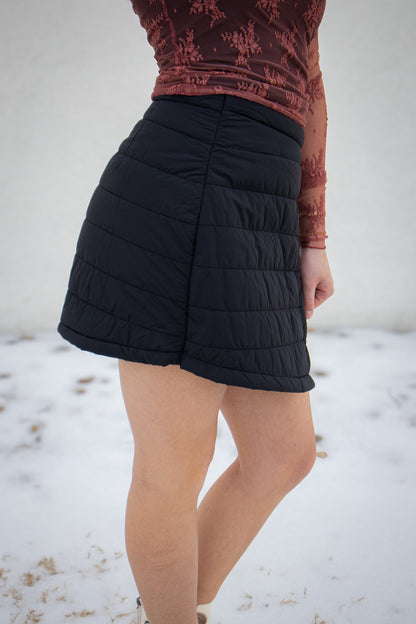 Winter Wrap Puff Black Mini Skirt