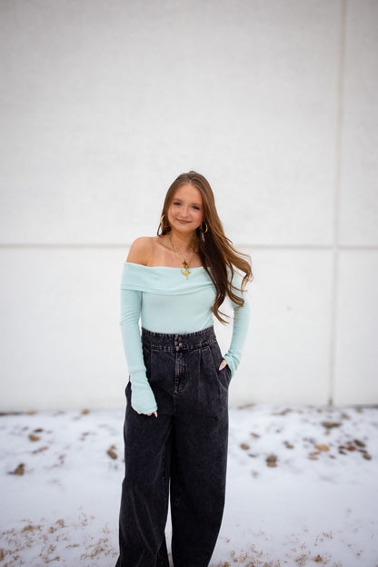 Punk Rock Wide Leg Mineral Wash Jeans