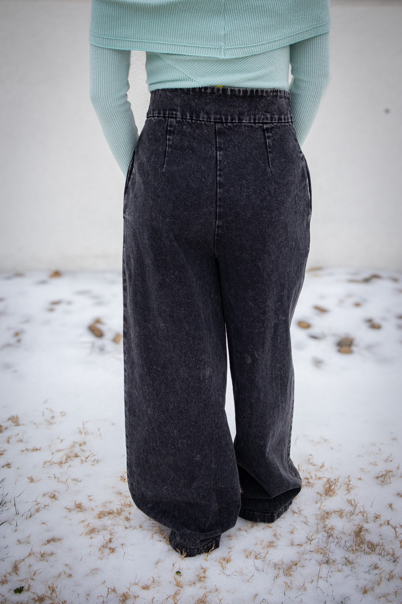 Punk Rock Wide Leg Mineral Wash Jeans