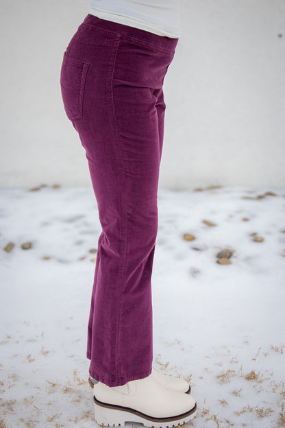 Free People - In My Feelings Velvet Crop Slim Flare Pants - FIG JAM