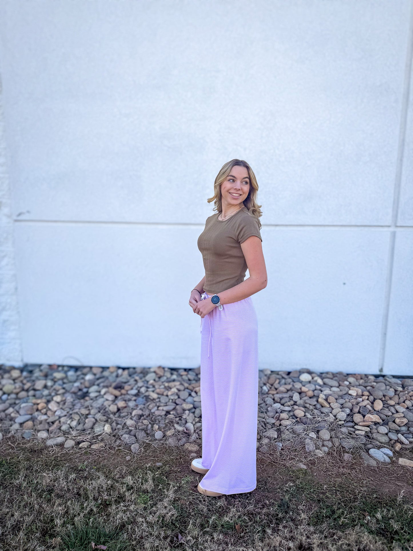 Free People- Out And About Stripe Lounge Pants - PINK