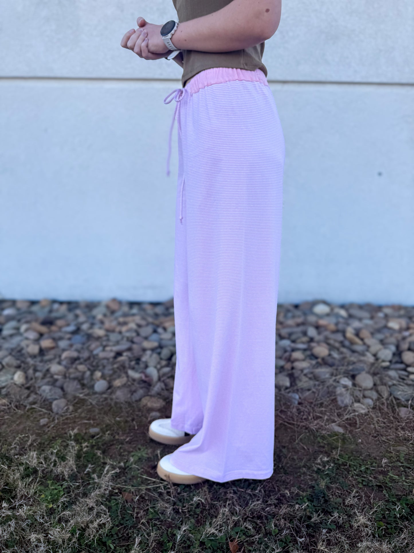 Free People- Out And About Stripe Lounge Pants - PINK
