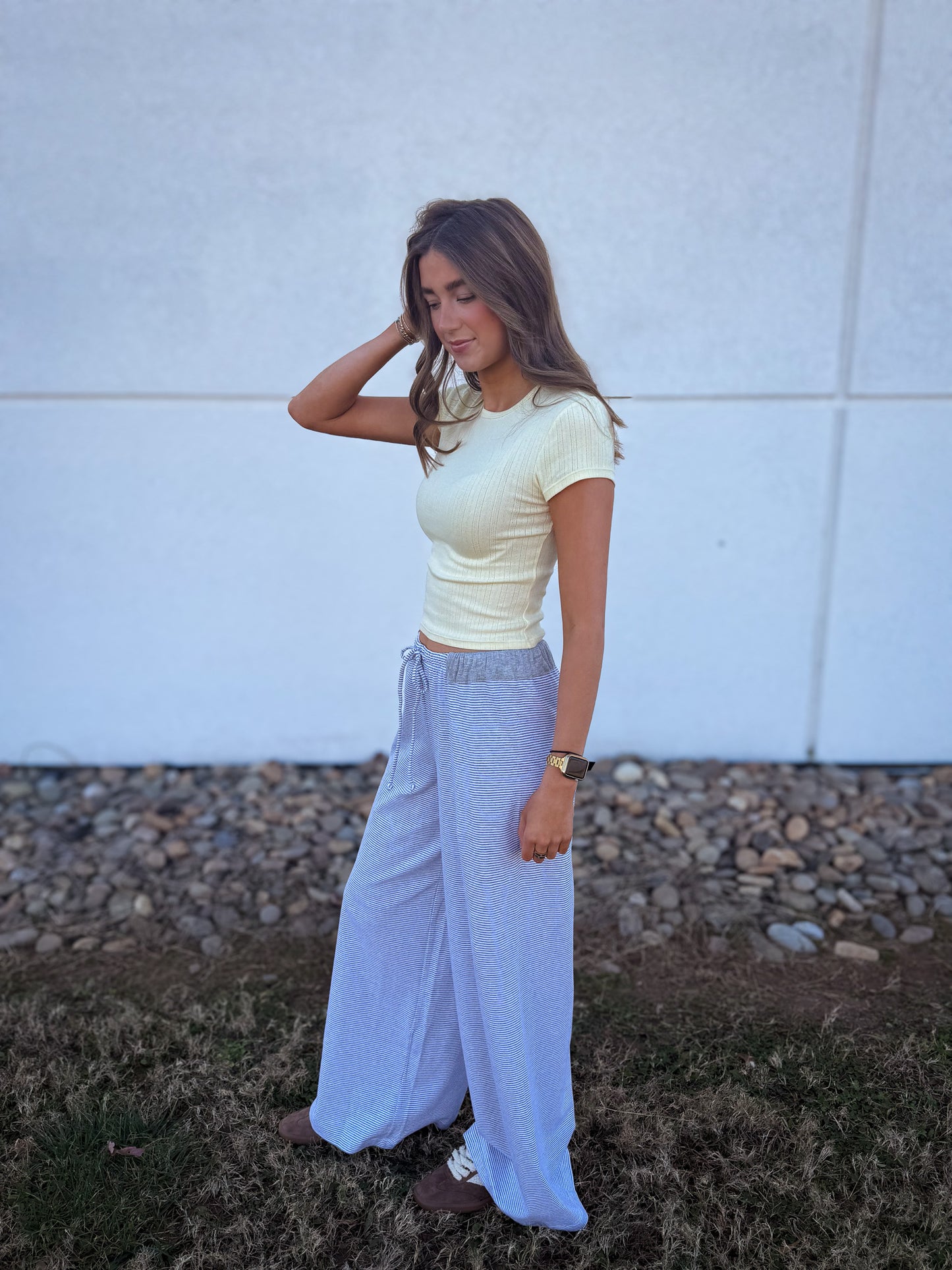 Free People- Out And About Stripe Lounge Pants - GREY