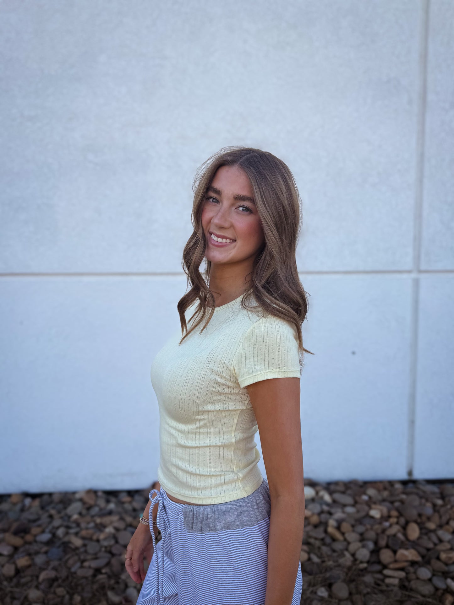 Free People - Wait A Minute Baby Tee - BANANA CREAM