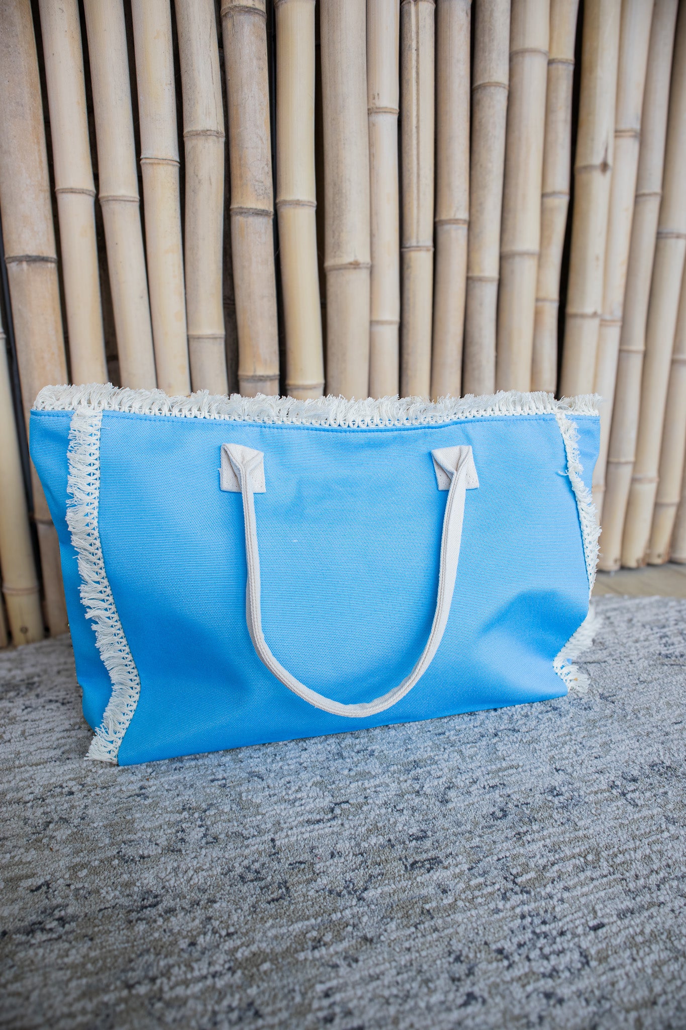 Sunkissed Fringe Beach Tote - COASTAL BLUE