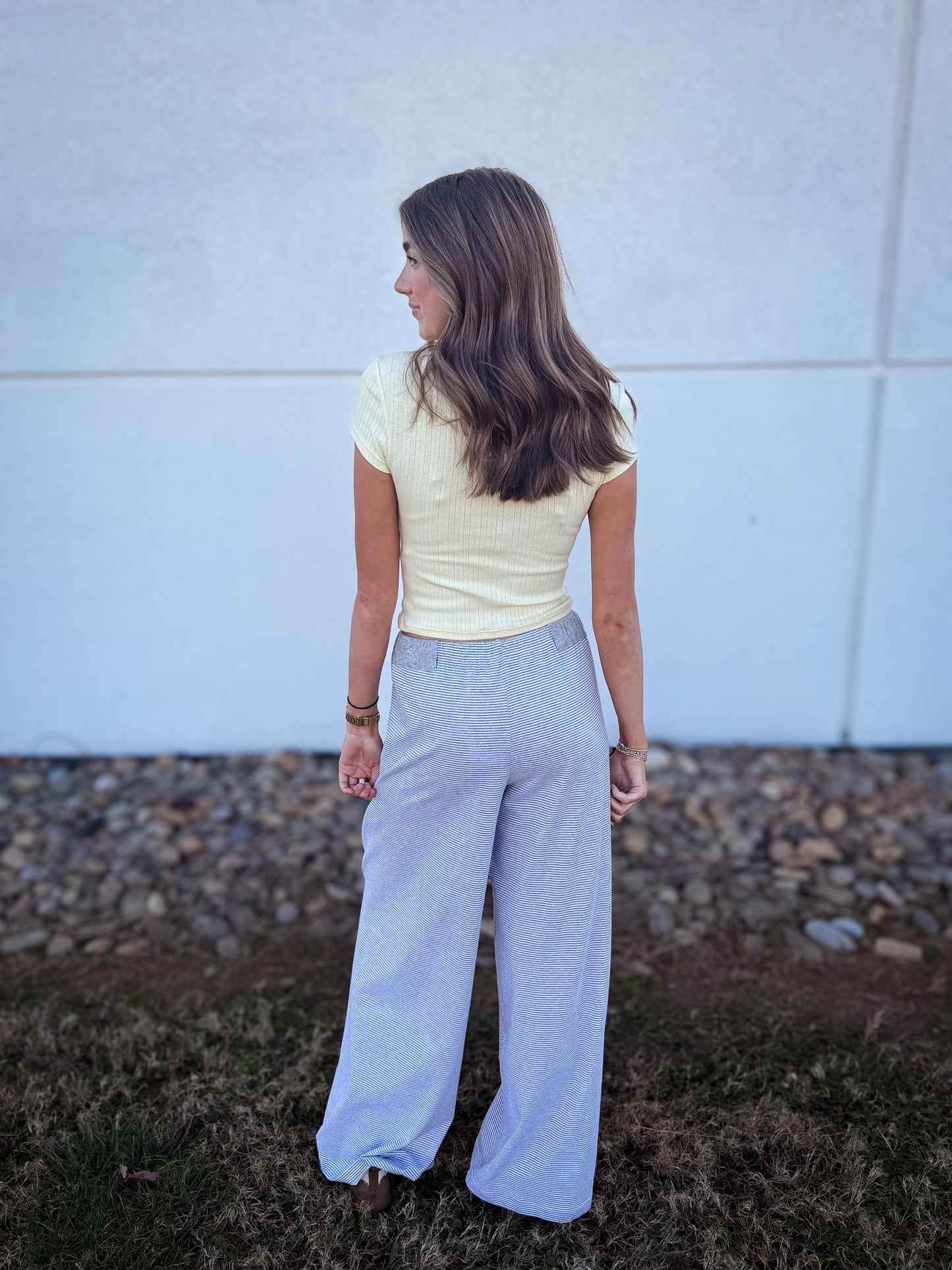 Free People- Out And About Stripe Lounge Pants - GREY