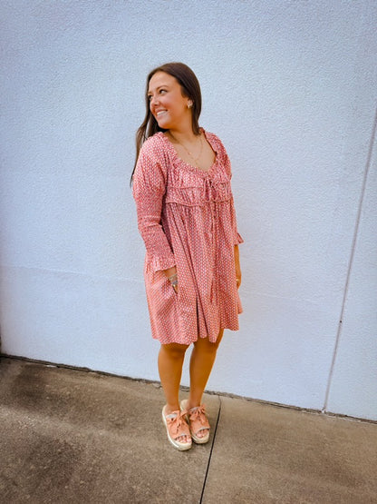 Free People Star Dip Printed Cotton Mini Dress - Glass Roses Combo