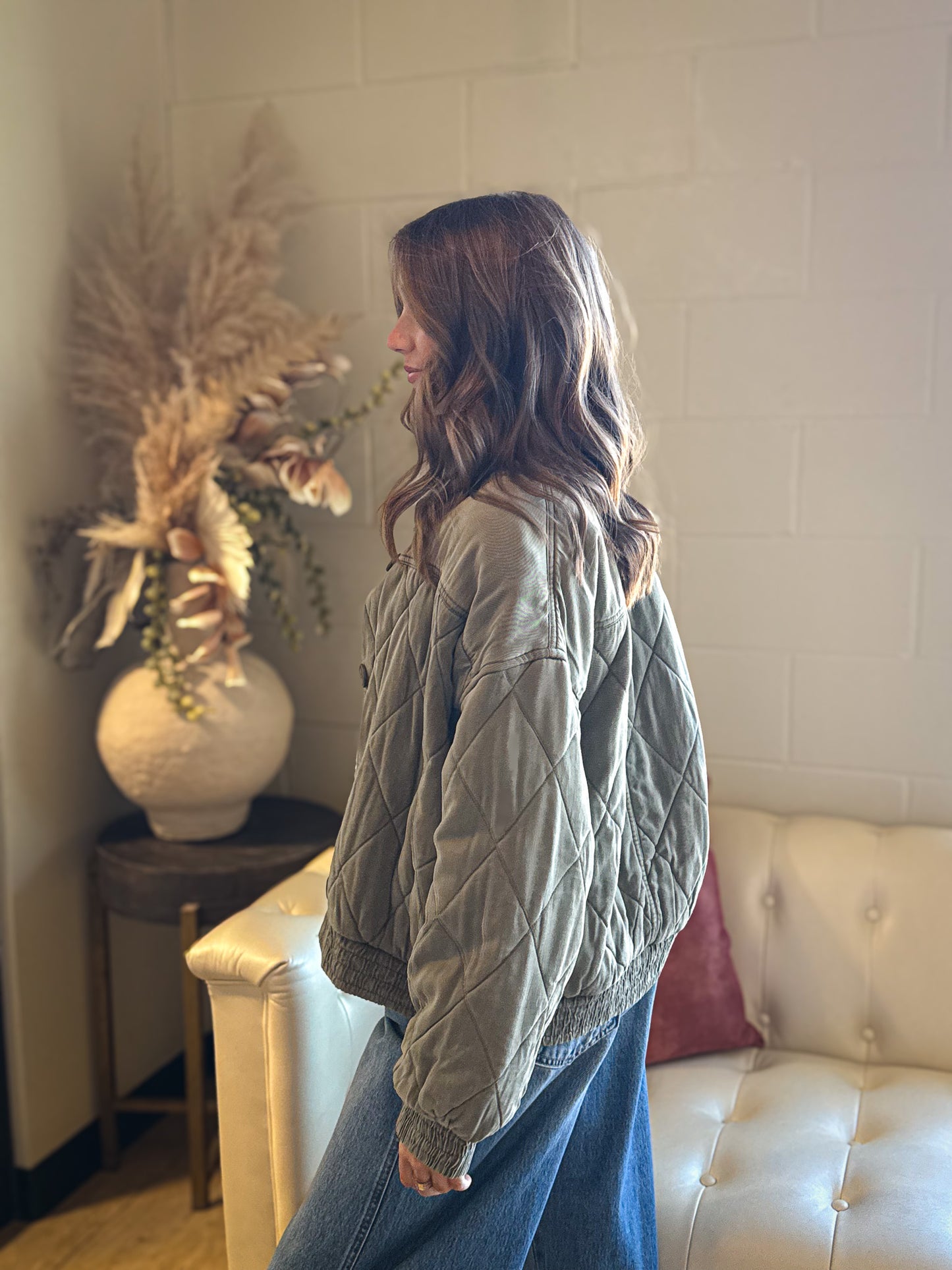 Washed Olive Quilted Jacket