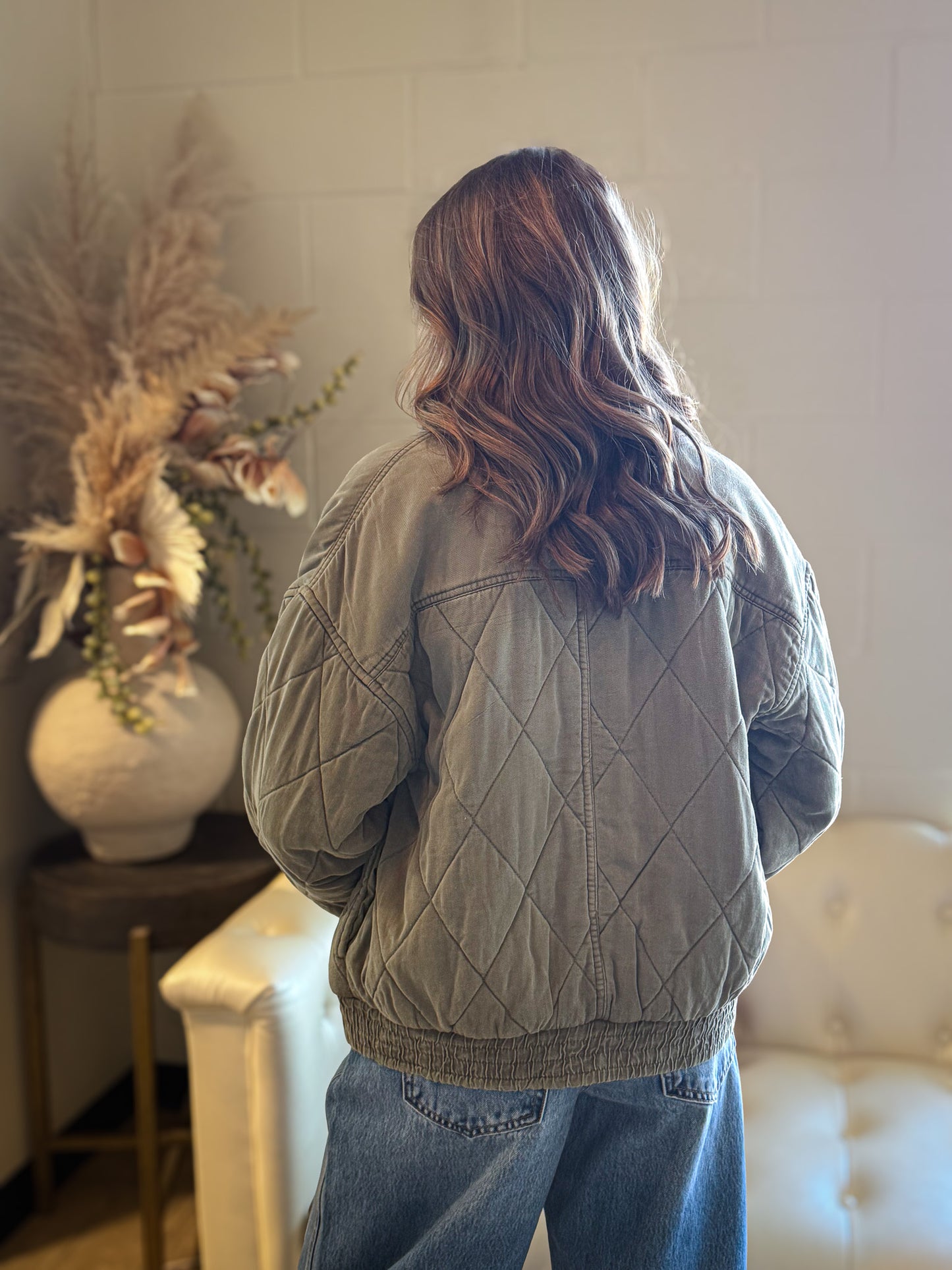 Washed Olive Quilted Jacket