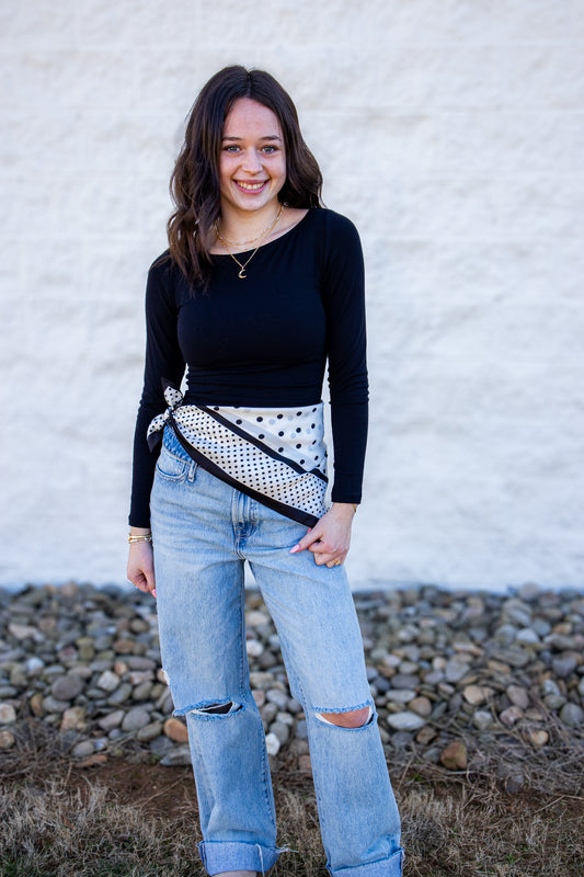 Black Boat Neck Long Sleeve Top