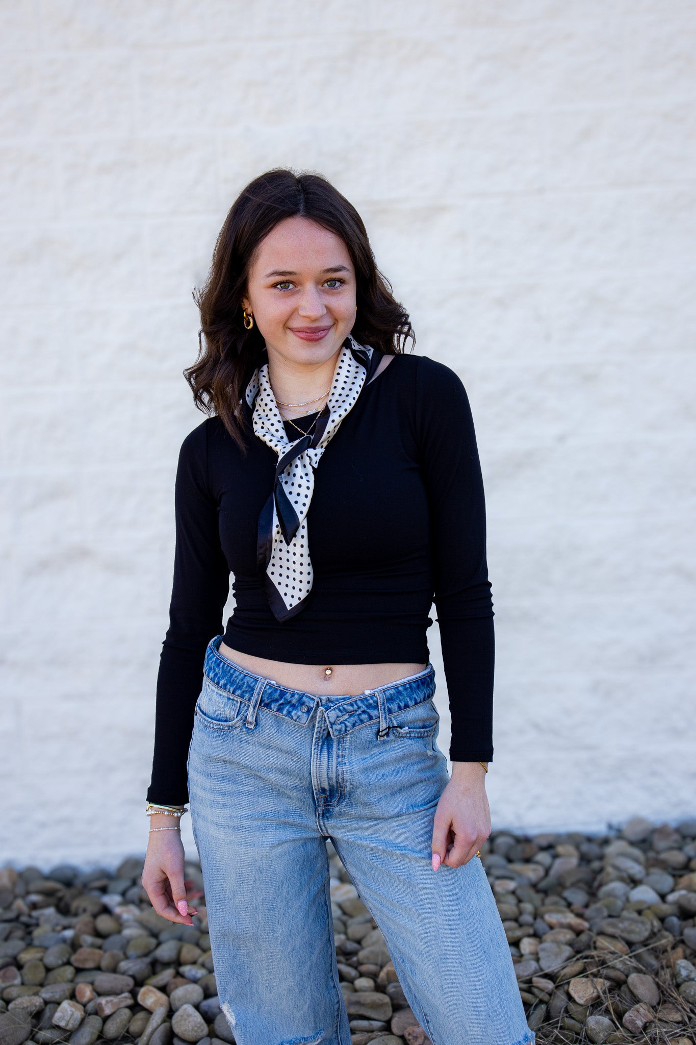 Black Boat Neck Long Sleeve Top