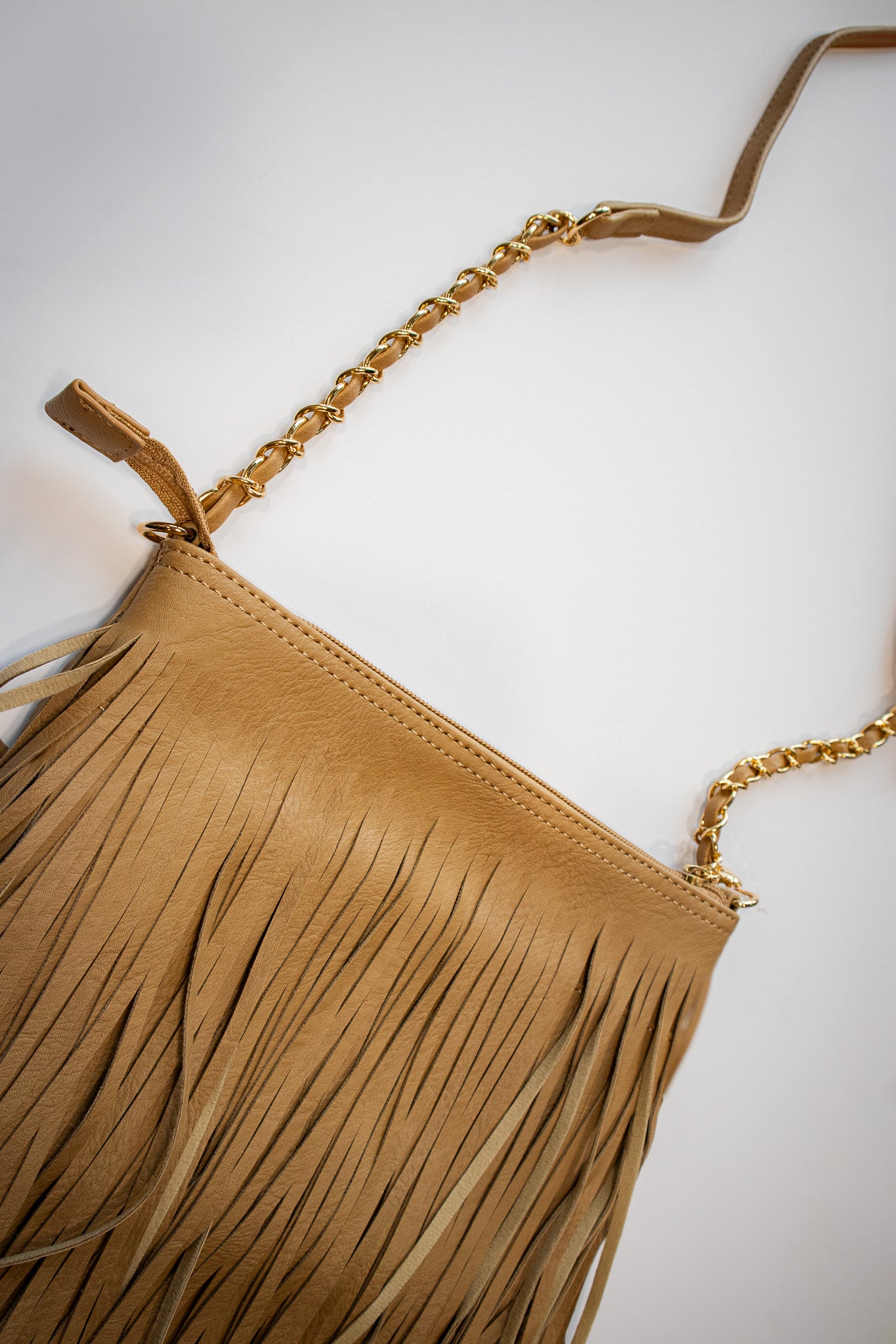 Sassy Sway Fringe Crossbody - LATTE