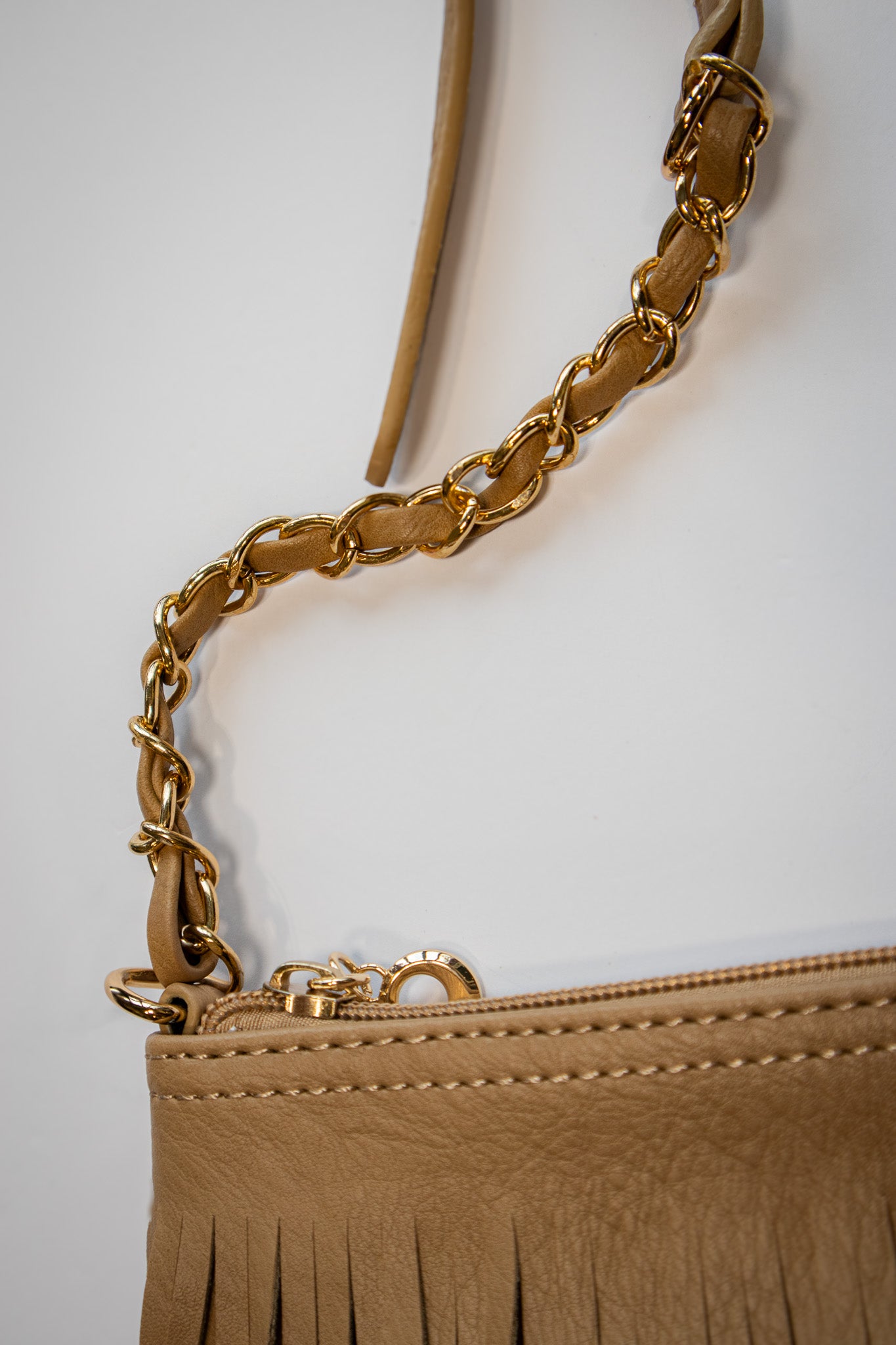 Sassy Sway Fringe Crossbody - LATTE