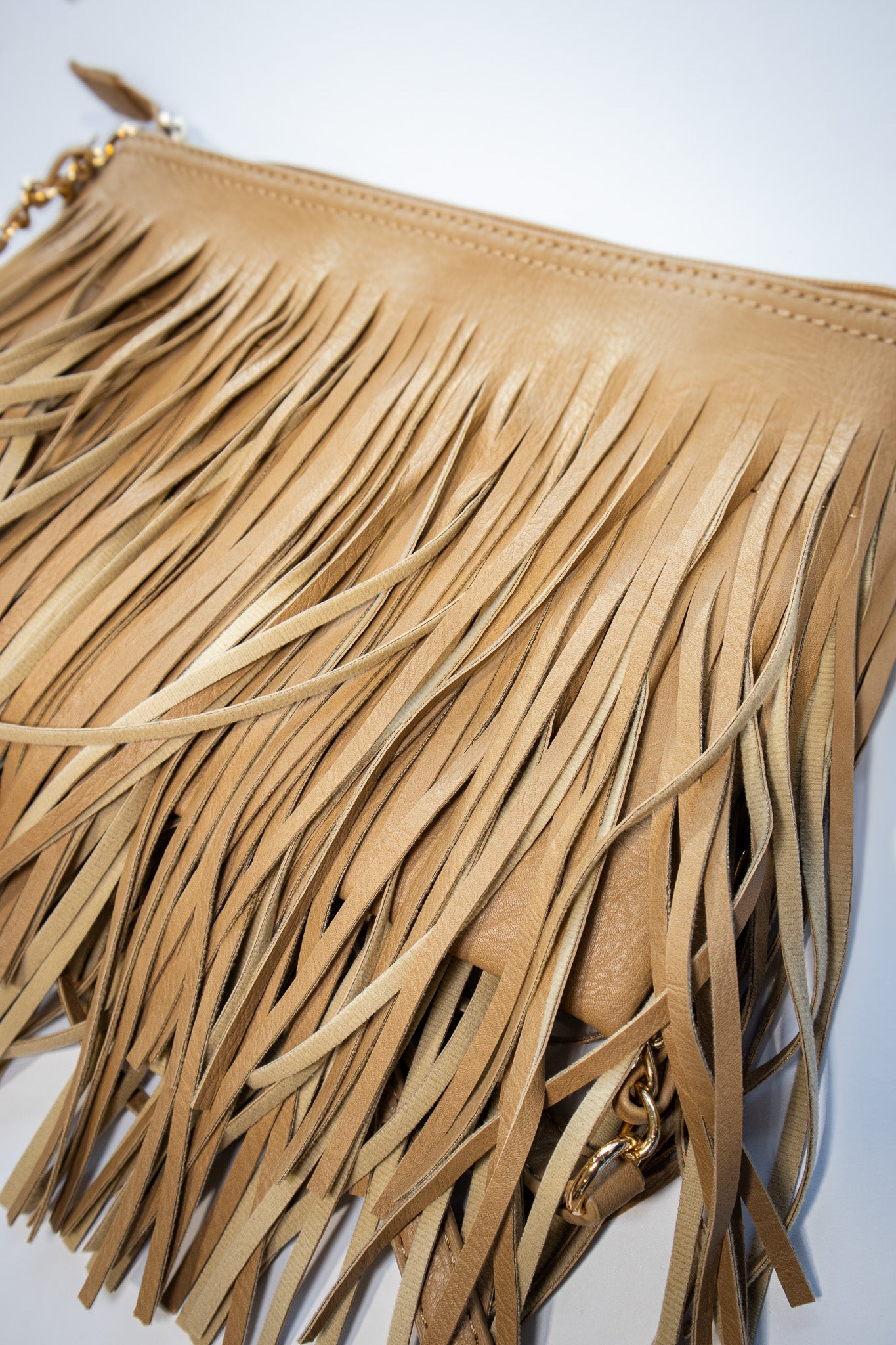 Sassy Sway Fringe Crossbody - LATTE