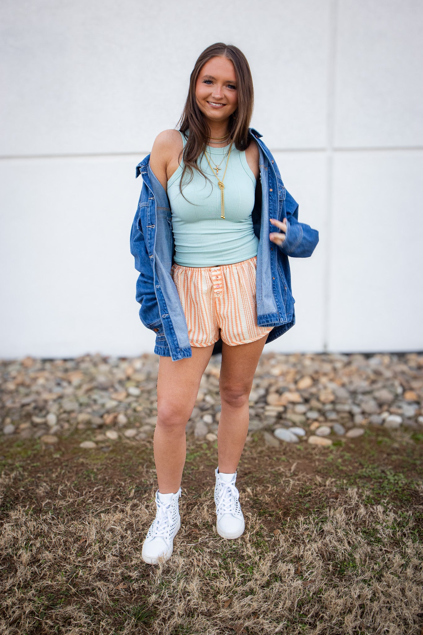 Free People - Home By 8 Boxer - CORAL COMBO