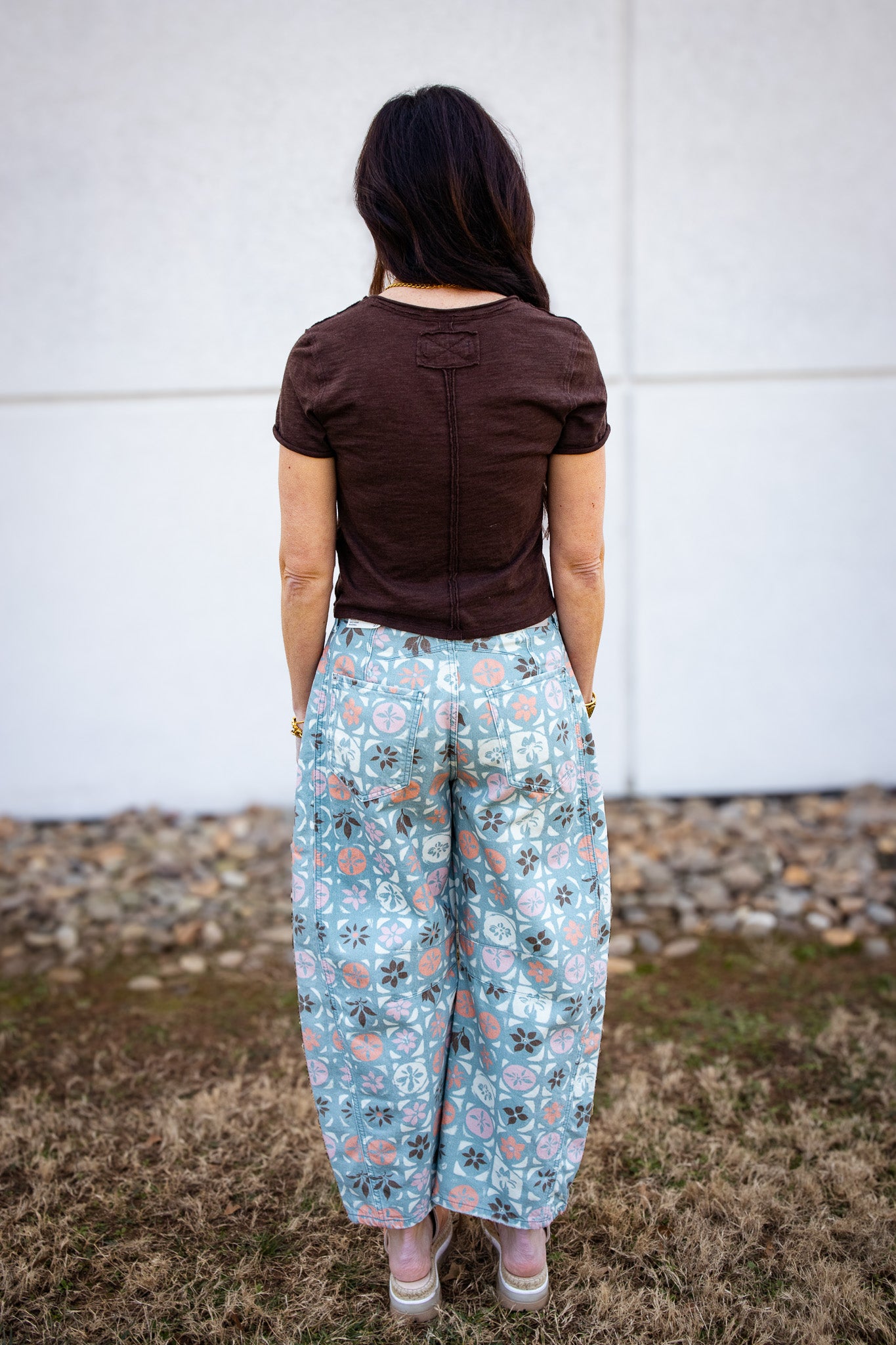 Free People - Good Luck Printed Barrel Jeans - JADE COMBO - DITSY BLOCK