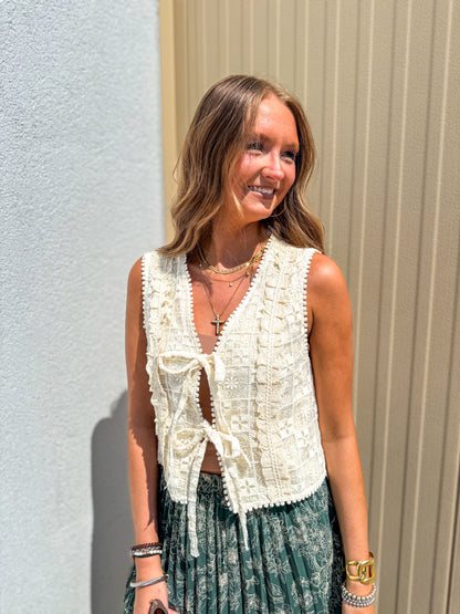 Lucky Lace Ivory Eyelet Vest