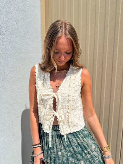 Lucky Lace Ivory Eyelet Vest