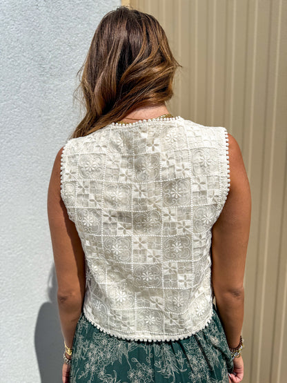 Lucky Lace Ivory Eyelet Vest