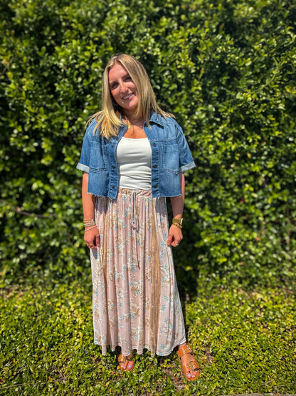 Blush Florals Mesh Maxi Skirt