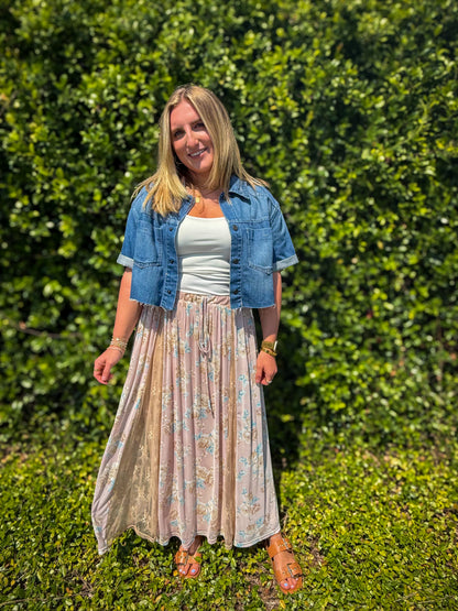 Blush Florals Mesh Maxi Skirt
