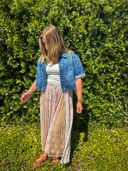 Blush Florals Mesh Maxi Skirt