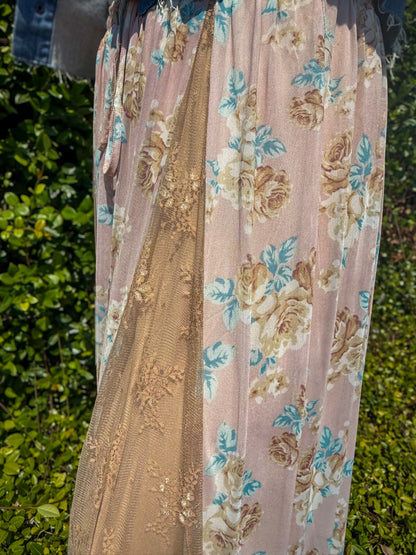 Blush Florals Mesh Maxi Skirt