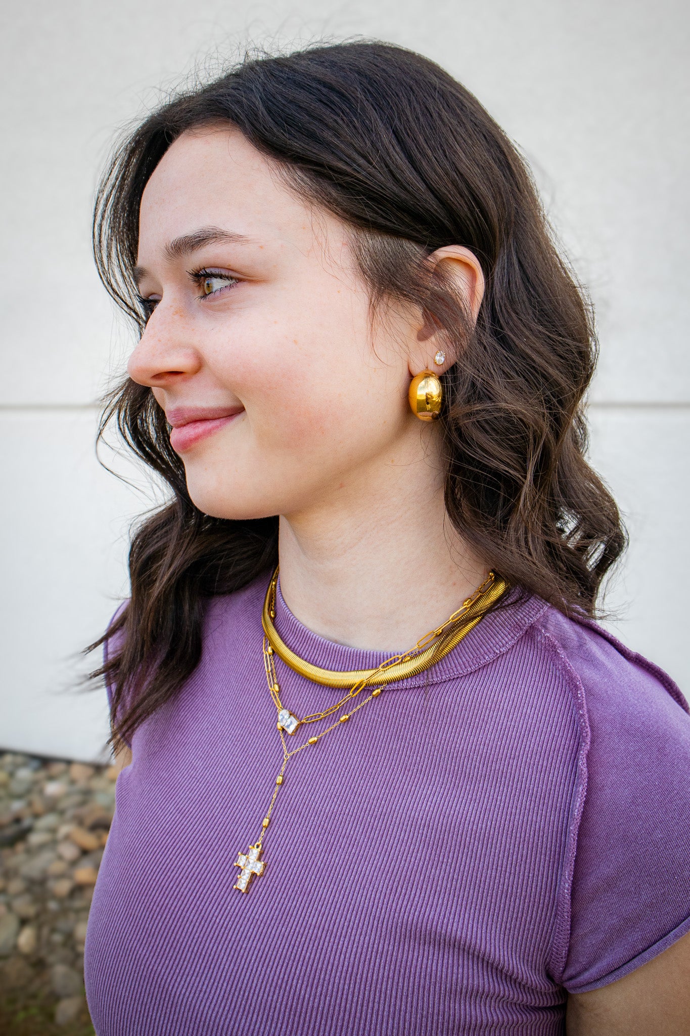 ADORN - Grace Upon Grace Gold Lariat Diamond Cross Necklace