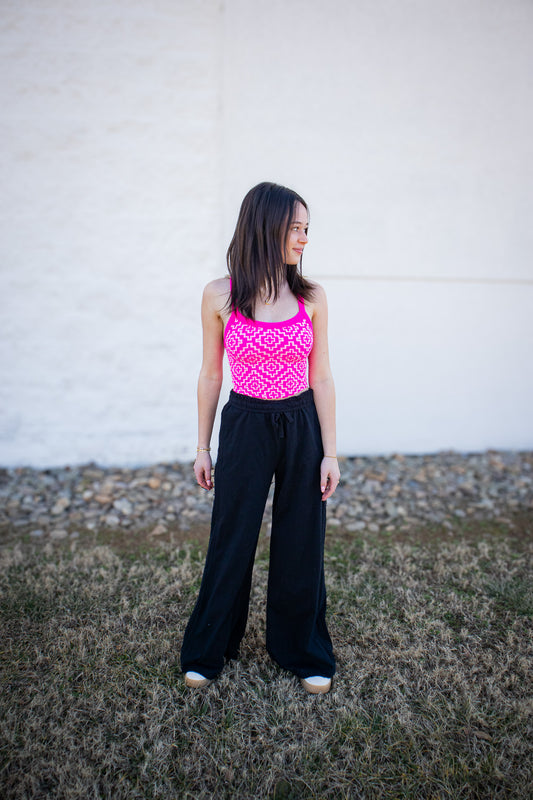 Free People - All Clear Jacquard Cami - FUCHSIA FLIRT GEO COMBO