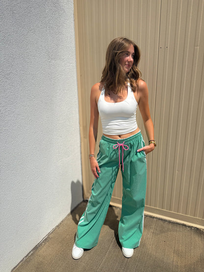 Pop of Green Stripe Pants