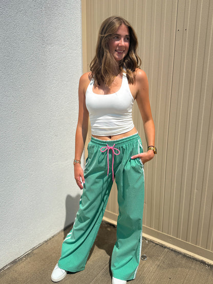 Pop of Green Stripe Pants