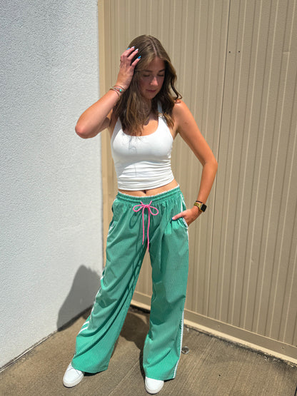 Pop of Green Stripe Pants