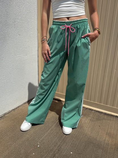 Pop of Green Stripe Pants