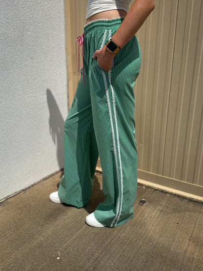 Pop of Green Stripe Pants