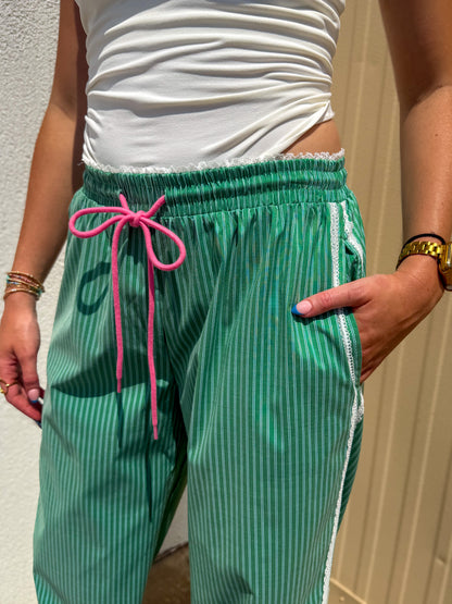 Pop of Green Stripe Pants