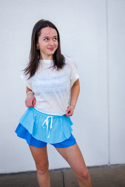 Free People - Flex It Shorts - LIGHT BLUE COMBO