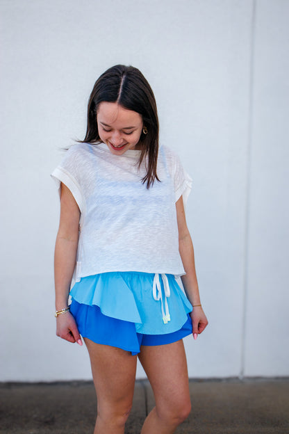 Free People - Flex It Shorts - LIGHT BLUE COMBO