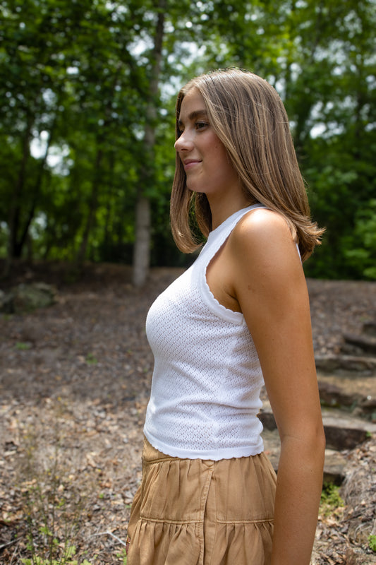 Pointelle Perfection Tank - WHITE