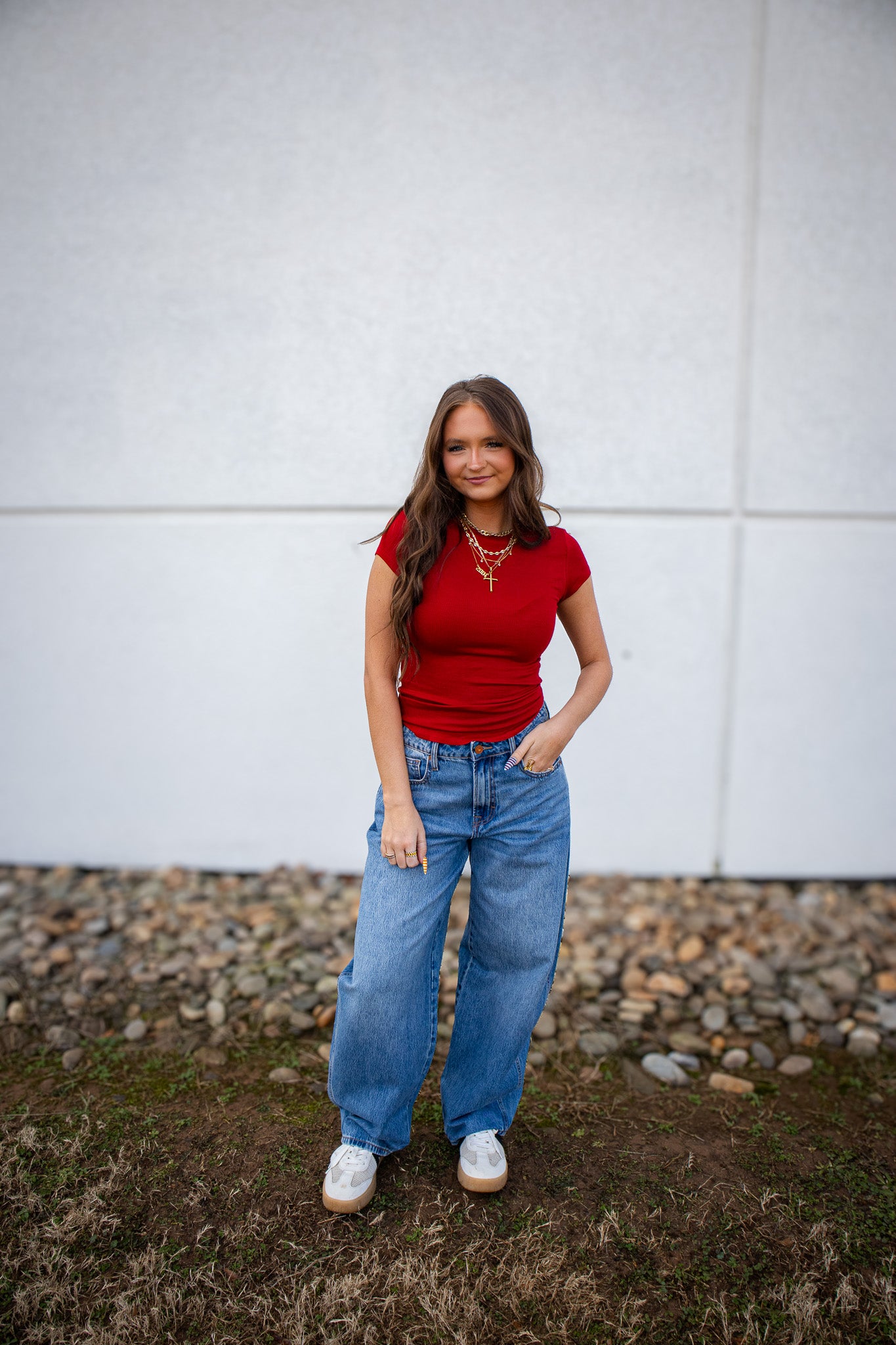 Signature Fit Ribbed Tee - CHERRY