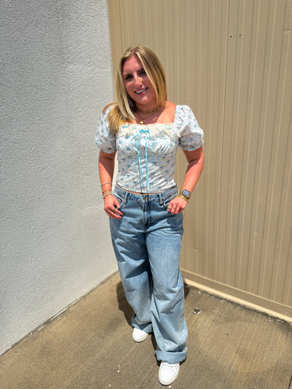 Blue Beauties Floral Blouse