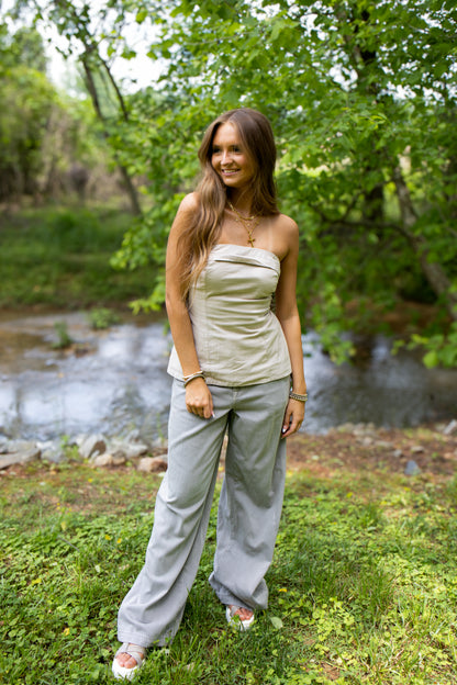 Hidden - Nori - High Rise Super Wide Leg Trouser - Gravel
