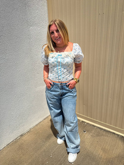 Blue Beauties Floral Blouse