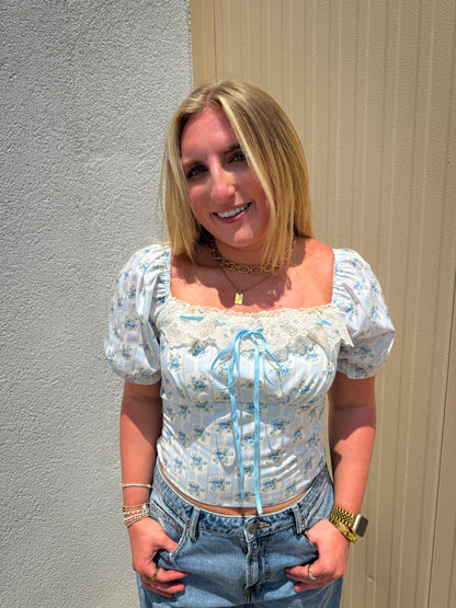 Blue Beauties Floral Blouse