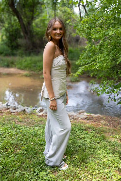 Hidden - Nori - High Rise Super Wide Leg Trouser - Gravel