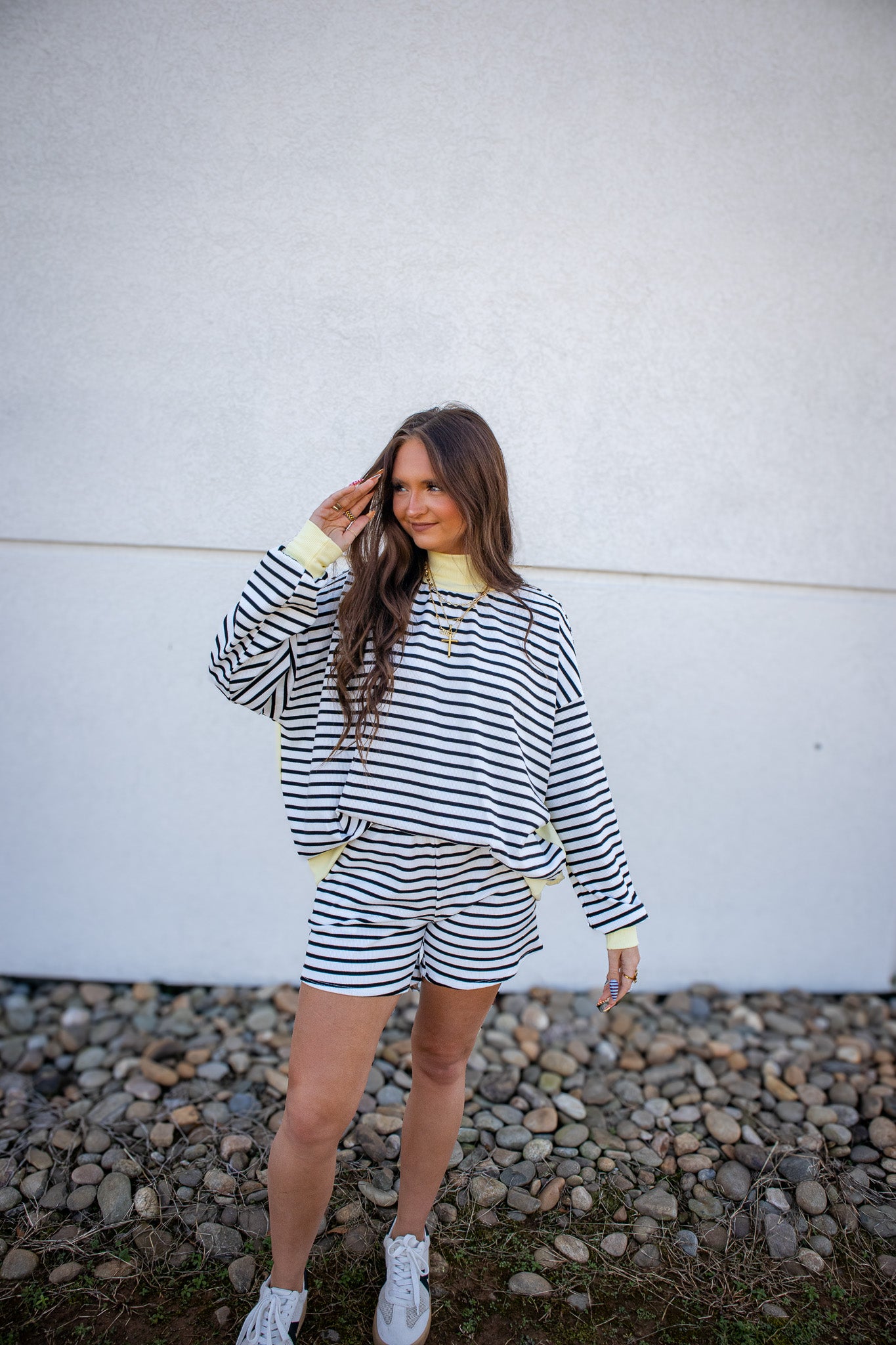 Banana Cream Stripe Short Set