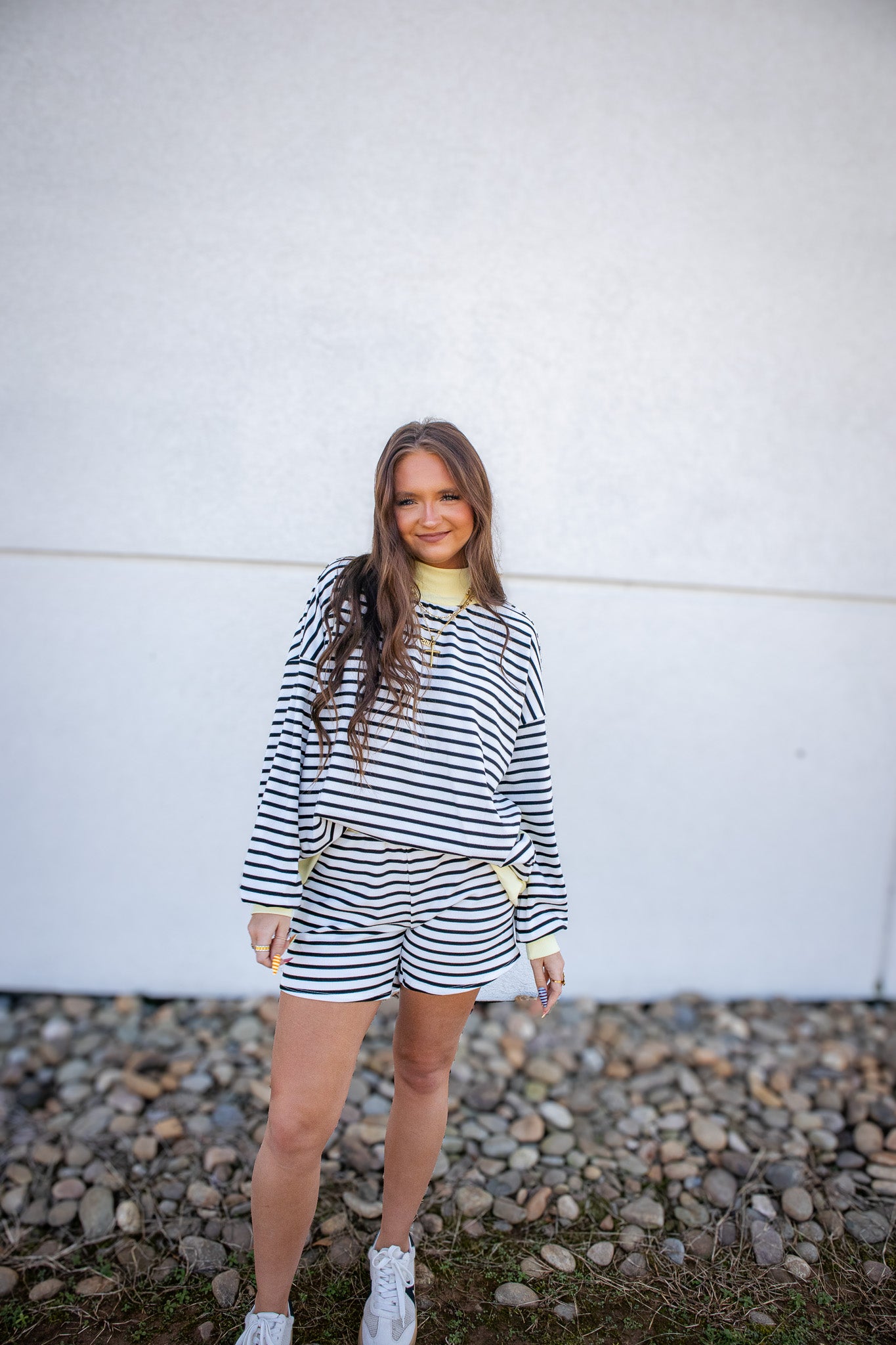 Banana Cream Stripe Short Set