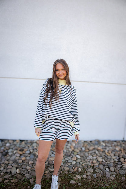 Banana Cream Stripe Short Set