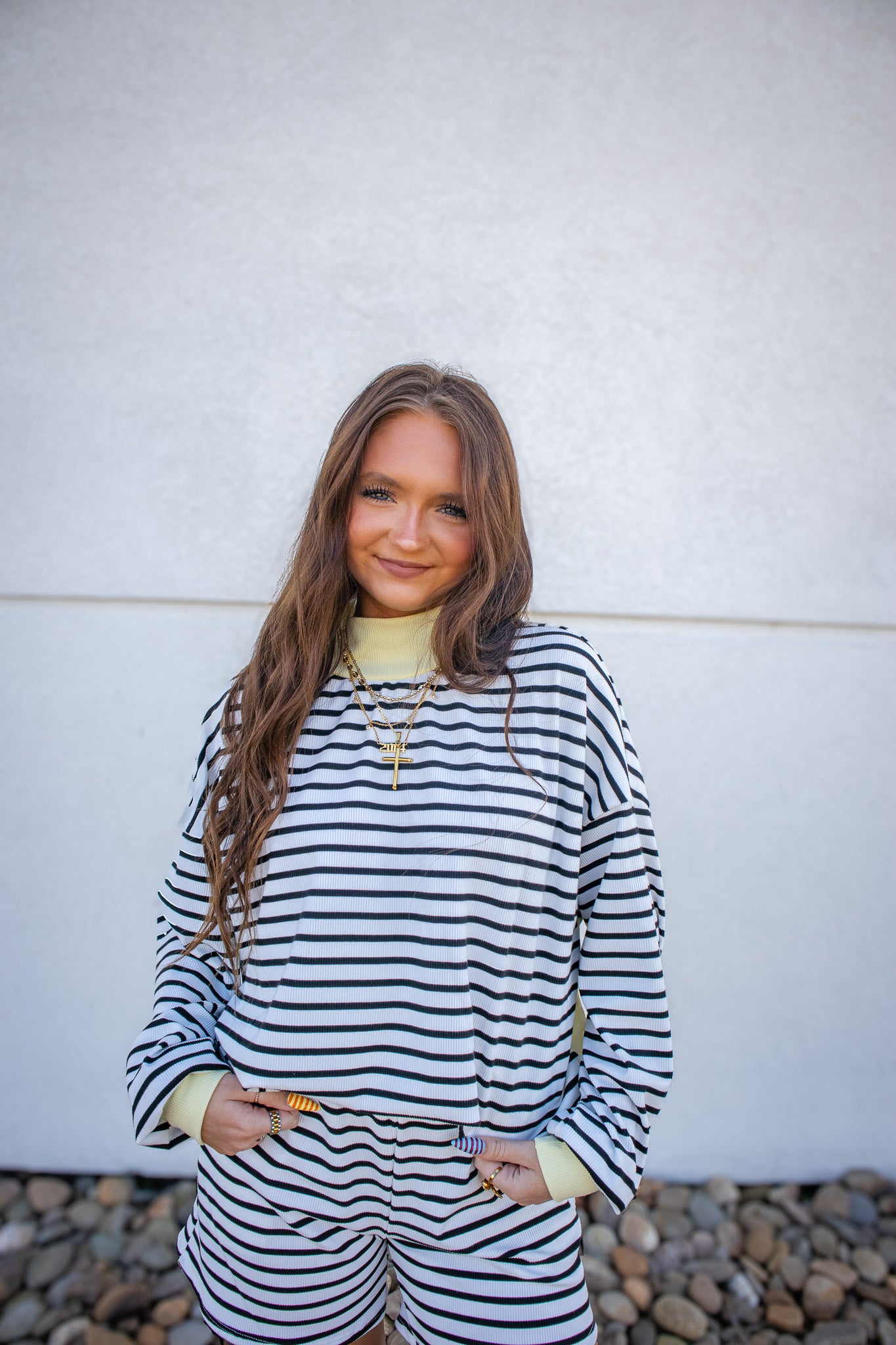 Banana Cream Stripe Short Set