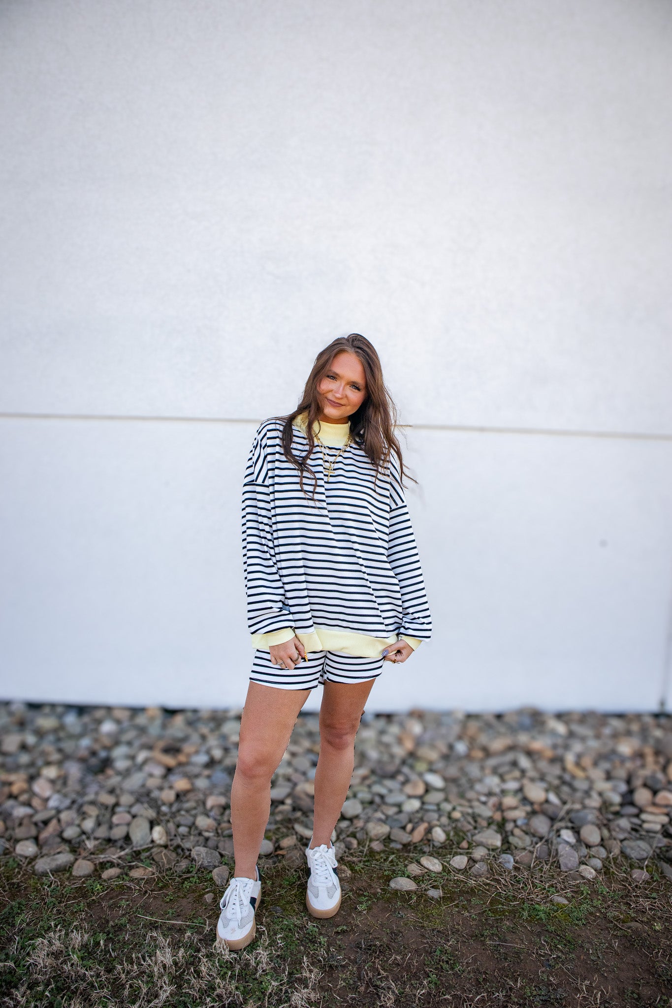 Banana Cream Stripe Short Set